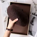 Elegant brown wool felt beret hat for women in vintage style - 80S Australian Wool / Adjustable / Coffee