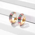 Elegant vintage colorful enamel polka dot hoop earrings with a shiny gold finish - Polka Dot Pattern / Colorful