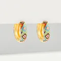Retro geometric colorful drip oil enamel pattern gold hoop earrings for stylish women - Geometric Texture / Multicolor