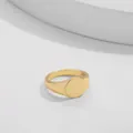Minimalist elegant gold-plated alloy signet ring featuring a smooth circular top - Size 6 / Round Flat Top Style (A16-4-3-4)