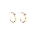 Gold-toned alloy C-shaped hoop earrings with a single sparkling round zircon stone - C-Shape Single Diamond Style (A14-2-1-7) / Gold