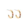 Elegantes pendientes de aro en forma de C dorados con una fila de circonitas de colores - Estilo C con Circonia de Colores (A14-2-1-8) / Dorado