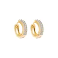 Pendientes de aro chapados en oro con dos filas de cristales de circonita brillantes - Estilo C con Doble Fila de Strass (A16-3-2-2) / Dorado