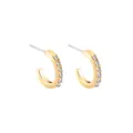 Elegantes pendientes de aro en forma de C bañados en oro con brillantes circonitas claras - Estilo C con Nueve Diamantes (A14-2-2-2) / Dorado