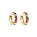 Pendientes de aro dorados con circonitas de colores y cierre de seguridad en C. - Estilo C con Pavé de Strass de Colores (A14-2-2-4) / Dorado