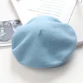Classic light blue wool beret hat for women with a vintage painter style aesthetic - Adult (56-58cm) / Aqua