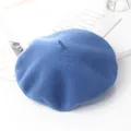 Elegant deep blue wool beret for women, classic winter painter hat with soft texture - Adult (56-58cm) / Sky Blue