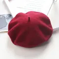 Classic wine red wool felt beret hat for women with a retro painter style and soft texture - Adult (56-58cm) / Wine Red