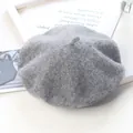 Elegant light grey wool beret hat for women, featuring a classic vintage winter design - Adult (56-58cm) / Light Heather Grey