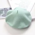 Elegant soft mint green wool beret hat in vintage Japanese style for winter warmth - Adult (56-58cm) / Mint Green