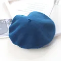 Elegant vintage dark blue wool beret for women, warm winter painter hat fashion accessory - Adult (56-58cm) / Teal