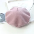 Soft pink wool beret for women, classic vintage painter hat style in cozy felt fabric. - Adult (56-58cm) / Lotus root pink