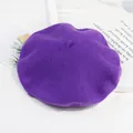Classic solid purple wool beret for women in a vintage painter style - Adult (56-58cm) / Violet