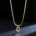 Detail of 18K gold plated stainless steel necklace featuring a letter C pendant - Letter C (11851_3) / Gold