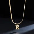 Close-up of 18K gold plated stainless steel letter E pendant on a high-quality snake chain - Letter E (11851_5) / Gold