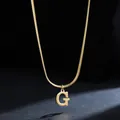 Detail view showing a 18K gold plated stainless steel initial G pendant on snake chain - Letter G (11851_7) / Gold