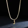 Close-up of a delicate 18K gold plated stainless steel necklace with a letter J pendant. - Letter J (11851_10) / Gold