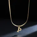 Close-up of a gold-plated stainless steel necklace with a capital letter P pendant. - Letter P (11851_16) / Gold