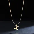 Detailed view of high-quality 18K gold plated stainless steel letter X pendant necklace. - Letter X (11851_24) / Gold