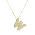 Luxury 18K gold plated letter W pendant necklace with sparkling cubic zirconia stones - Letter W / Gold