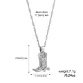 Silver stainless steel cowboy boot pendant necklace with size and weight measurements - Cowboy Boot Style (12024) / Silver