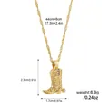18K gold plated stainless steel cowboy boot necklace with measurements - Cowboy Boot Style (12024) / Gold