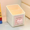 Cute pink heart divided pen holder for desktop organization - Girl Pink