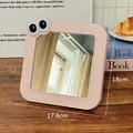 Portable pink cute cartoon eye desktop makeup mirror with dimension markings 17.6cm and 18cm - 17.6cmx18cm / Pink