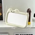 Miroir de maquillage mignon en forme de chat pour bureau avec des dimensions claires. - Chat Marron