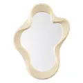 Cream cloud-shaped wavy makeup mirror with decorative irregular frame for bedroom wall. - Cloud Irregular Style / Beige