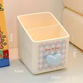 Cute cream desktop pen holder with blue heart and divided storage compartments 8.2x9.2cm - Creamy Blue