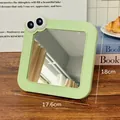 Cute green square desktop makeup mirror with funny googly eyes, 18x17.6cm portable size - 17.6cmx18cm / Green