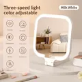 Specchio per trucco a LED da tavolo bianco latte con luce tricolore regolabile - Specchio LED (Ricarica USB) / Beige