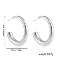 Silver-colored large stainless steel U-shaped shiny hoop earrings with 37mm width - Small U-Shape Polished Style (22482) / 35x37mm / Silver
