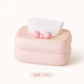 Rosa Schleifen-Taschentuchbox im Creme-Stil, dekorativer Tisch-Servietten-Organizer - Mädchenhaftes Rosa mit Schleife