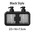 Modern double-chamber soap dispenser with black frame and dual pumps for kitchen and bathroom - 600ml / Black