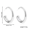 Shiny silver stainless steel wide hoop earrings, 45mm diameter spec view - Large U-Shape Polished Style (224821) / 43x45mm / Silver