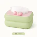 Süße Taschentuchbox im Creme-Stil in Grün mit einer dekorativen rosa Schleife oben - Hellgrün mit Schleife