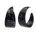 Orecchini a cerchio in acrilico marmorizzato bianco e nero per un look molto moderno - Perno Largo Semicircolare a C (10361_8)