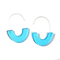 Orecchini a semicerchio in acrilico celeste con cerchi dorati minimalisti da donna - Gancio per orecchino geometrico a semicerchio (10385_13)