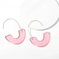 Orecchini minimalisti in acrilico rosa a semicerchio con ganci dorati per donna - Gancio per orecchino geometrico a semicerchio (10385_16)