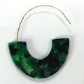 Orecchino ad arco dorato con semicerchio in acrilico tartarugato verde scuro elegante - Gancio per orecchino geometrico a semicerchio (10385_11)