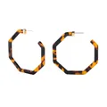 Eleganti orecchini a cerchio esagonali in acrilico tartarugato con perni in metallo oro - Stile Geometrico Esagonale (10388_2)