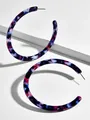 Grandi orecchini a cerchio in acetato a forma di C con vivace motivo variegato - Stile a cerchio grande a forma di C (10426_2)