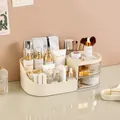 Cremefarbener Desktop-Kosmetik-Organizer mit klaren Schubladen für den Schminktisch - L / 33.5x19x12cm / Cremeweiß