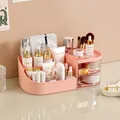 Rosa Kosmetik-Organizer für Schreibtisch mit Schubladen und Fächern für Schminktisch - L / 33.5x19x12cm / Nordisches Rosa