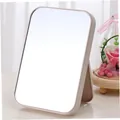 Portable foldable tabletop makeup mirror with a minimalist beige rectangular frame - 15x10x1cm / Creamy White