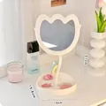 Espejo de maquillaje blanco con forma de tulipán y bandeja de base - Blanco