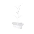 White tree-shaped jewelry organizer stand with minimalist base tray for necklaces - Tree Branch Tray Style / White