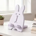 Simpatico supporto per telefono in legno viola a forma di coniglio per scrivania - Bianco